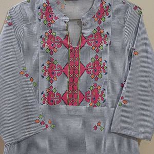 Coler Neck Printed Fancy Top