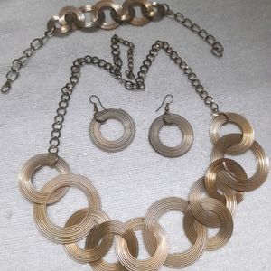 Retro Statement Jewelry Set Wire Hoops Partywear