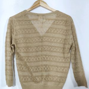 MNG Golden Fine Knit Button Top