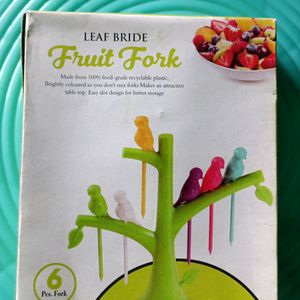 Leaf Bride Fruit Fork (6 Pieces), Can Also Be Used As Showpiece (Assorted Color)