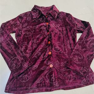 Women Velvet Party Wear Shirt