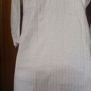 Embroidery Work Beautiful White Kurta