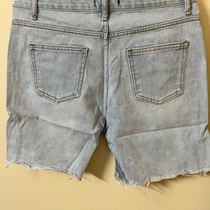 Distressed Shorts In Cool Blue Denim