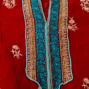 Maroon Sky Blue Kurta