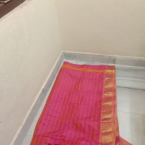 Rose Pink Colour Banarasi Silk Saree.