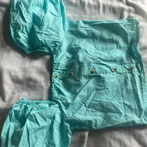 Light Blue Crop Top, With Tag Unused Size M