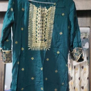 Mehendi And Mustard Yellow Kurta Plazzo Set