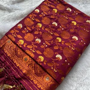 Brand New Banarasi Silk Saree With Blouse Piece