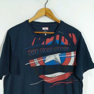 Navy Blue Printed T-Shirt For Men's