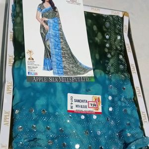 Pure Georgette Sarees With Running Blouse