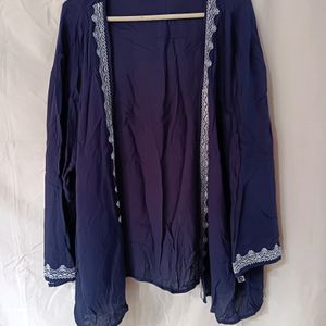 designer royal blue with white embroidery shrug