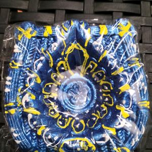 Blue Painted Diyas - Set Of 3