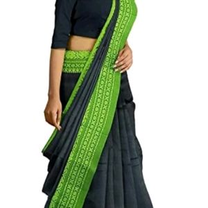 Begumpuri Pure Cotton Green Black Saree