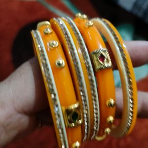 2:2 Size  Yellow Bangles Set