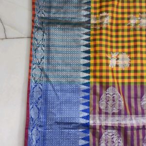 Banarasi Silk Multicolour Box Design Saree