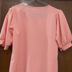 Peach Puffed Sleeve Top