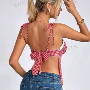 Gingham Backless Top