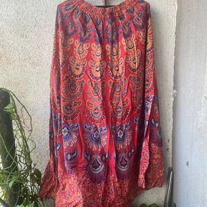 Ghaghra Type Maxi Boho Skirt (Orange)