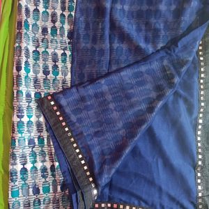 Party Wear Net Less Border Saree