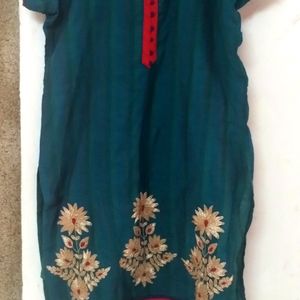 Pure Cotton Heavy Embroidery Work Kurti With Dupat