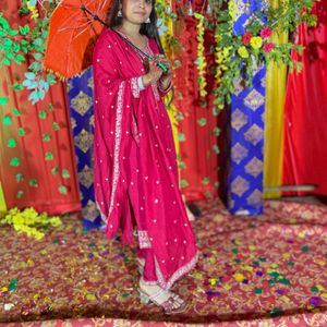 Rose Pink Dress With Dupatta