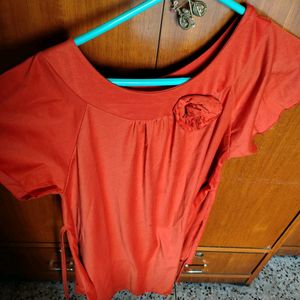 Rust Orange Colour Polycrepe Top