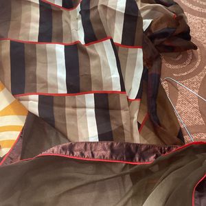 half hal brown georgette saree