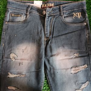 Men's Grey Denim Jeans For Party