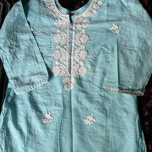 Blue cotton silk kurta