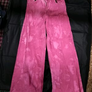 Tye Dye Pink Wide Leg Jeans