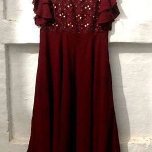 Maroon Color Ethnic Gown