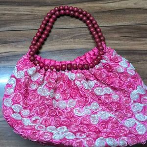 Stylish Ombre Shaded ROSE DESIGN WOVEN Handbag