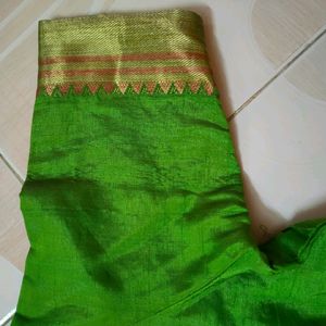 Green Silk Saree With Blouse