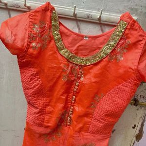 Orange Anarkali Suit