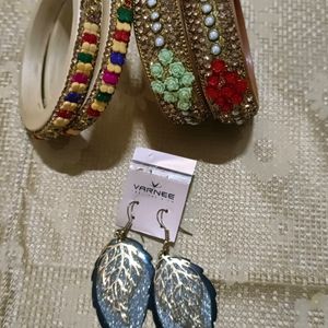 Multicolour Kangan And Earrings