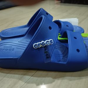 Crocs Classic Blue Sliders.