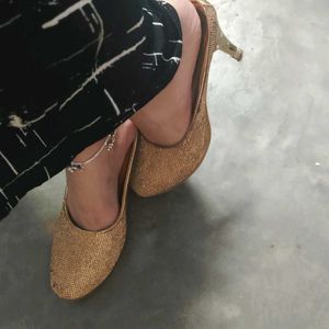 Golden Pencil Heels