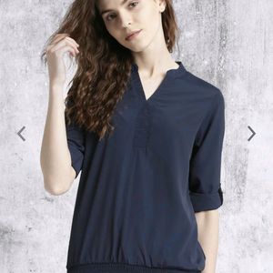 Roadster Blue Rolled Sleeves Shirt