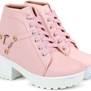 Pink Boot Shoes High Neck Fashion For Girls