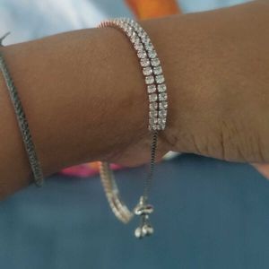 DUAL TONE TENNIS PURE SILVER HALLMARK BRACELET