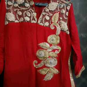 Beautiful Red Party Wear Kurti In L Size