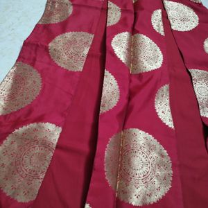 Red Slit Gown With Dupatta