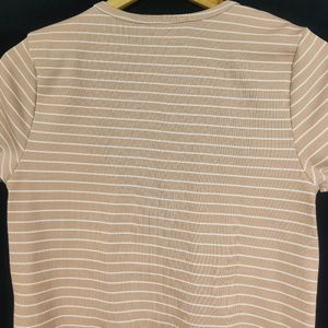 Tokyo Talkies Peach Striped Crop Top (Women)