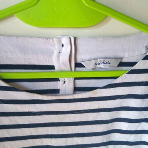 White Black Stripes Top With Frill Extender