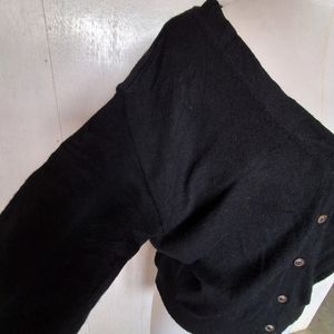 V Neck Button Cardigan With Bow In Back