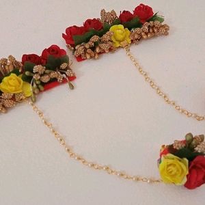 Combo for Slama B - Pink + Red Yellow Flower Necklace Set for Haldi