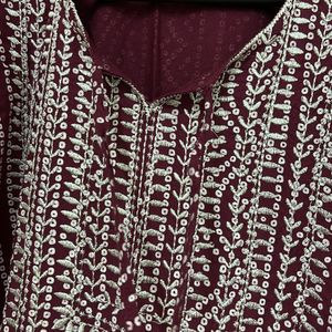 Maroon Bandini Print Kurti