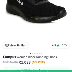 Campus Black And Pink Running Shoes Women 👟