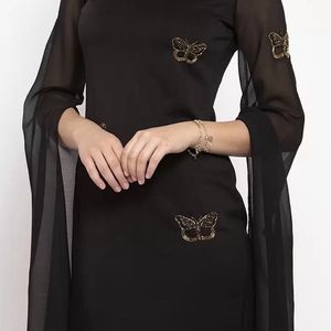 Kasually Black Butterfly Sleeve Dress