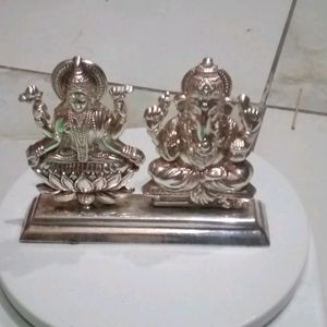 Maa Lakshmi And Ganesh Ji Pure Silver Idol